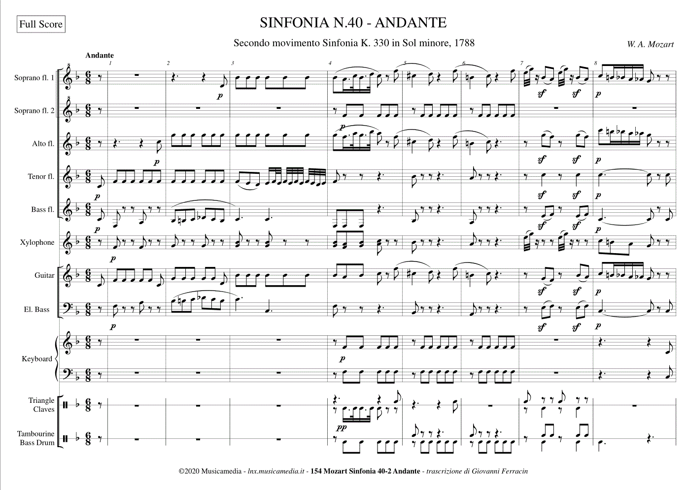 Mozart Sinfonia 40 Andante - pagina iniziale